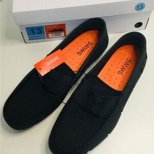 SWIMS Men’s Black Mocassins Penny Slip-On Loafers, Size 13